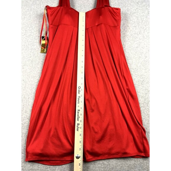 Alexia Admor Midi Dress Womens Large Red Wrap Bodice Empire Waist Made in USA - Picture 12 of 16